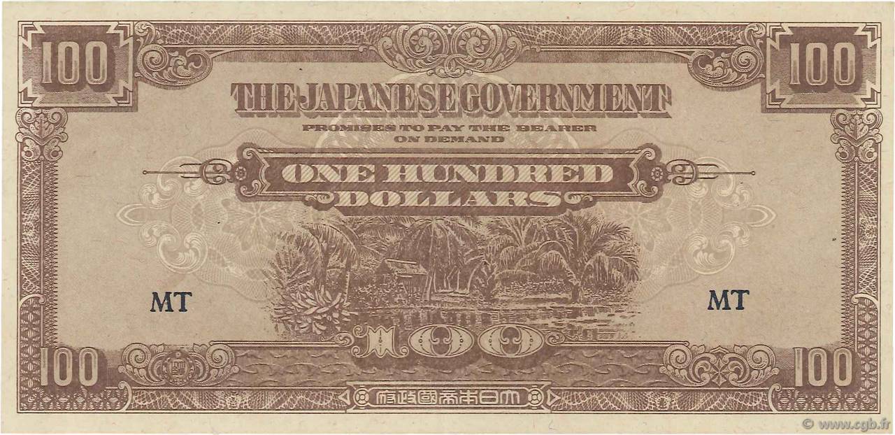 100 Dollars MALAYA  1944 P.M08b VF+
