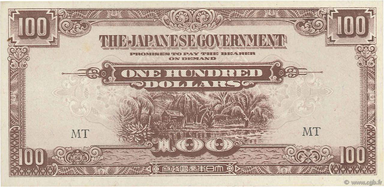 100 Dollars MALAYA  1944 P.M08b XF