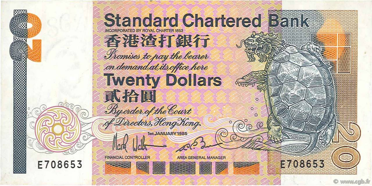 20 Dollars HONGKONG  1985 P.279a fVZ