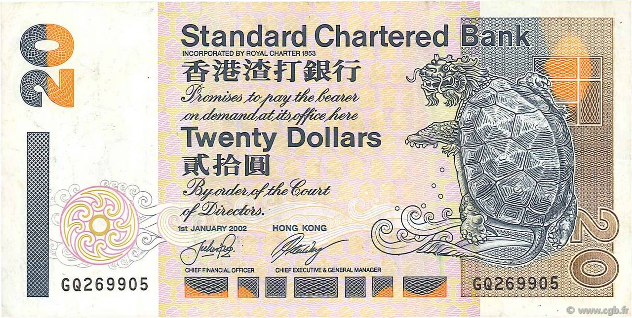 20 Dollars HONG KONG  2002 P.285d VF