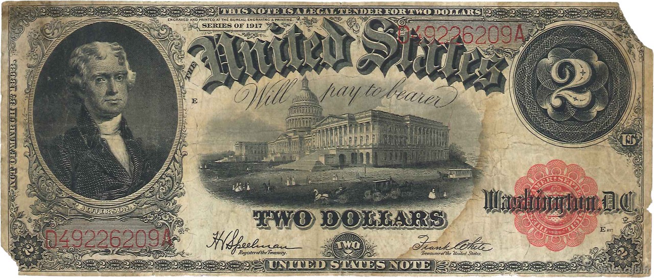 2 Dollars STATI UNITI D AMERICA  1917 P.188 B