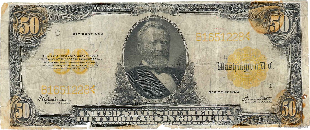50 Dollars VEREINIGTE STAATEN VON AMERIKA  1922 P.276 GE