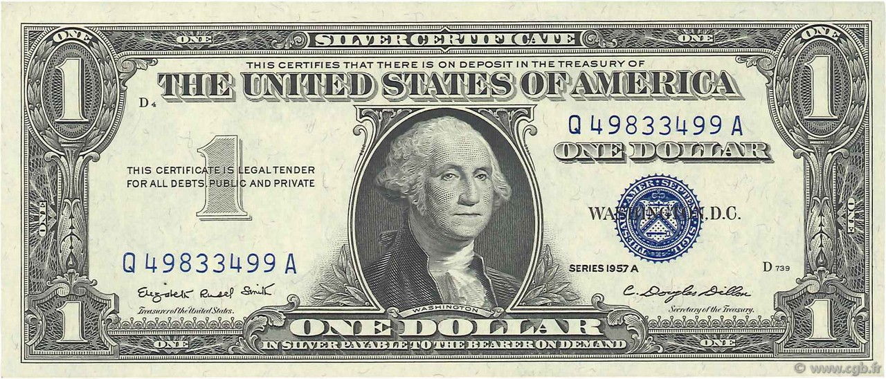 1 Dollar STATI UNITI D AMERICA  1957 P.419a AU