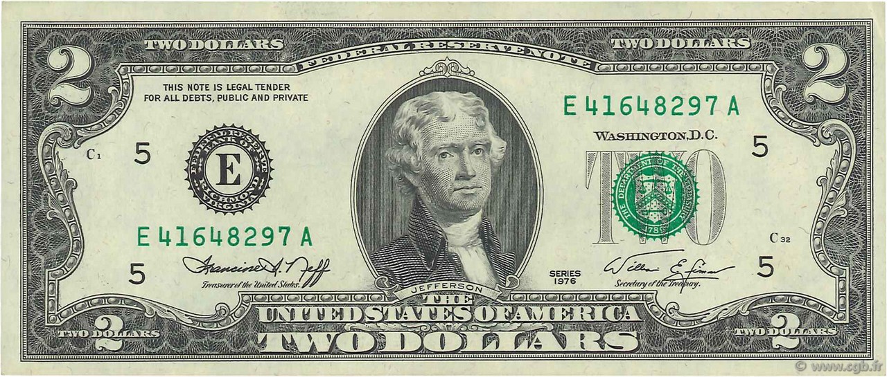 2 Dollars UNITED STATES OF AMERICA Richmond 1976 P.461 XF