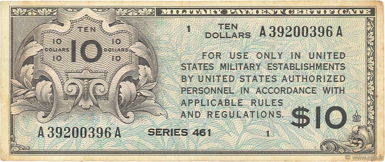 10 Dollars UNITED STATES OF AMERICA  1946 P.M07a VF