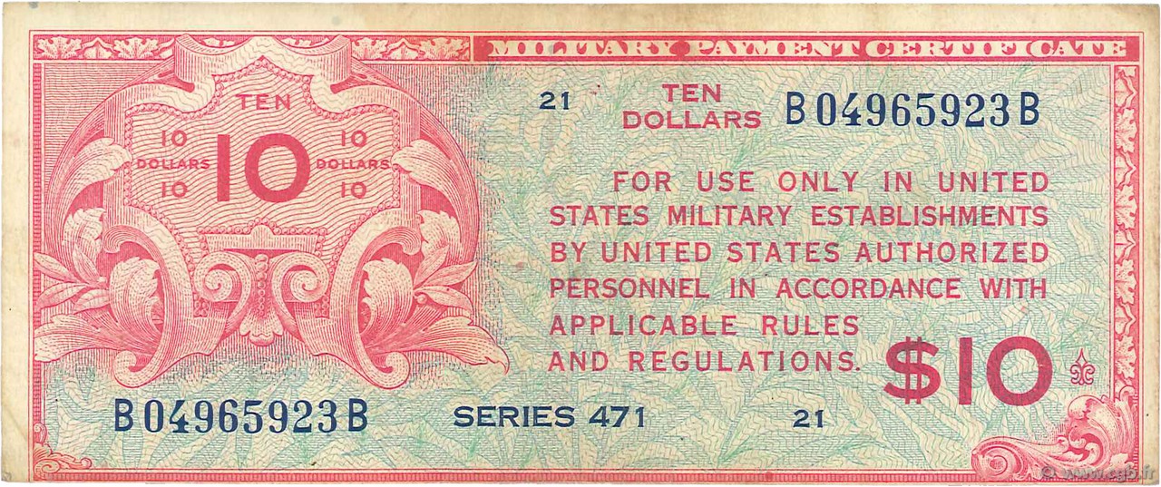 10 Dollars ÉTATS-UNIS D AMÉRIQUE  1947 P.M014a TTB