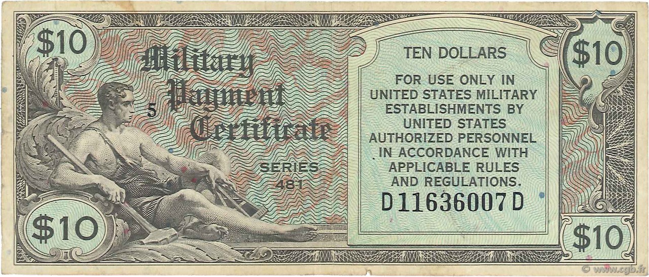 10 Dollars UNITED STATES OF AMERICA  1951 P.M028a VF-