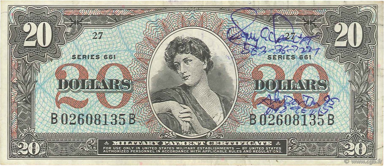 20 Dollars UNITED STATES OF AMERICA  1968 P.M071a F+