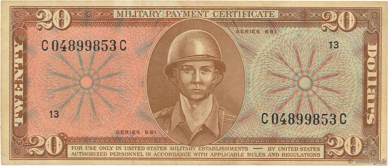 20 Dollars ÉTATS-UNIS D AMÉRIQUE  1969 P.M082a TTB