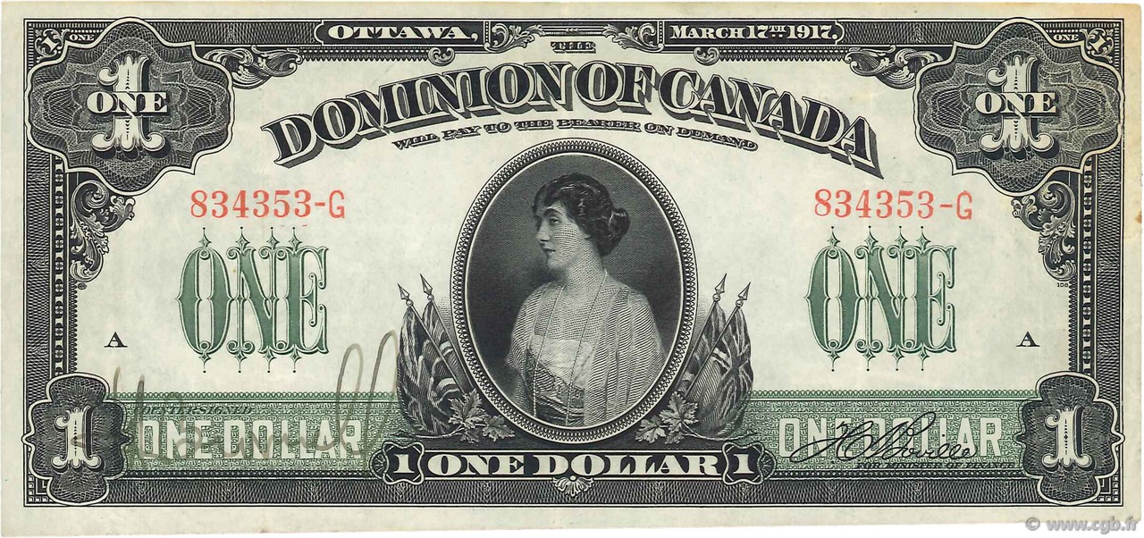 1 Dollar KANADA  1917 P.032a fVZ