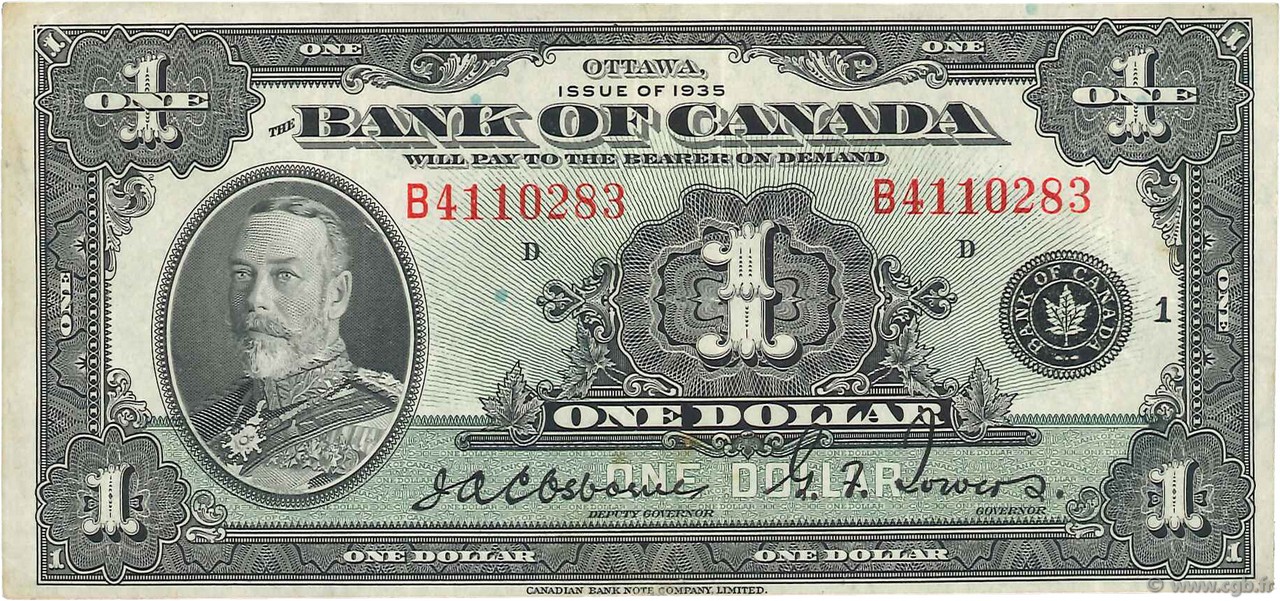 1 Dollar KANADA  1935 P.038 VZ
