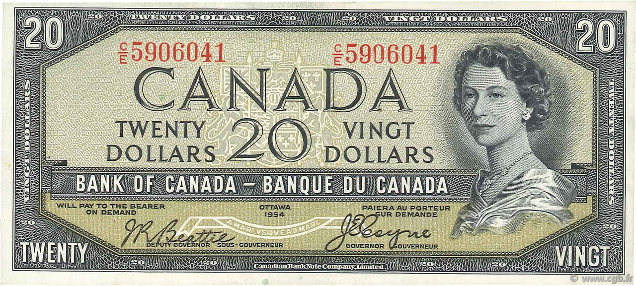 20 Dollars CANADá
  1954 P.070b EBC