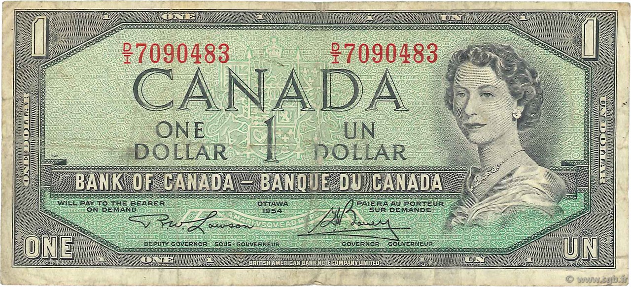 1 Dollar CANADA  1954 P.075d F-