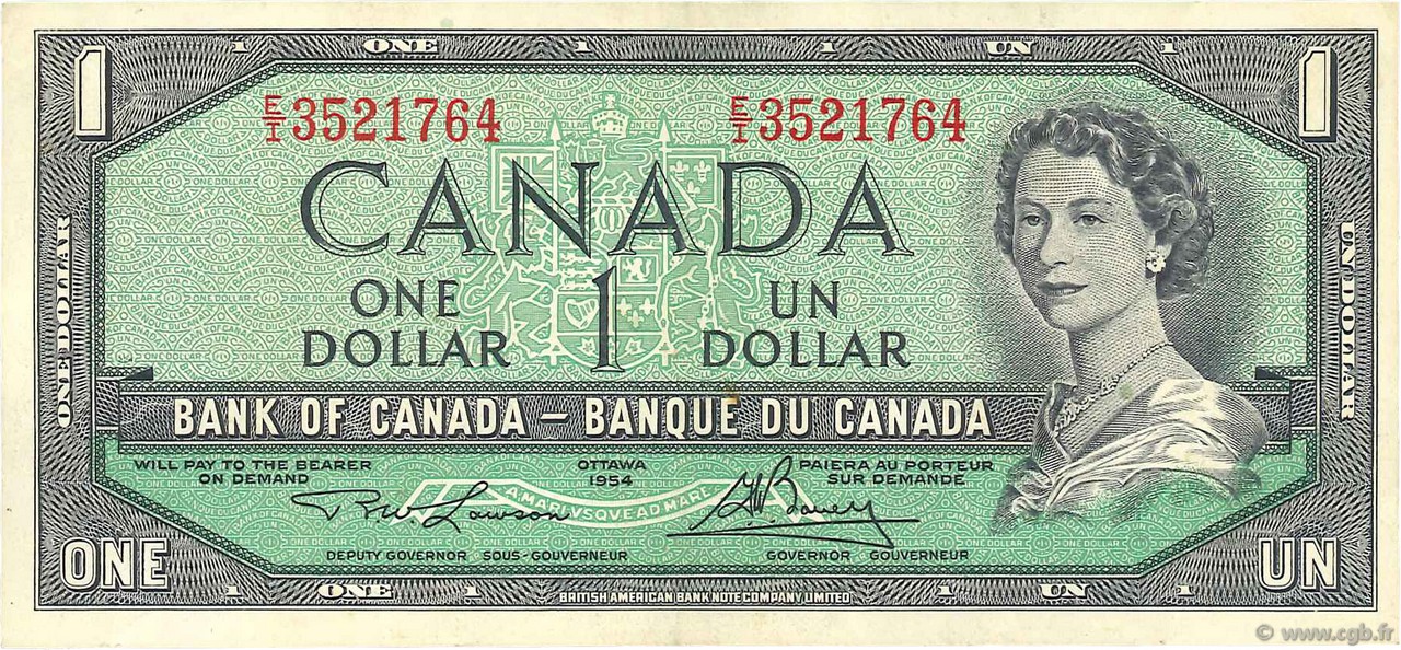 1 Dollar CANADA  1954 P.075d VF