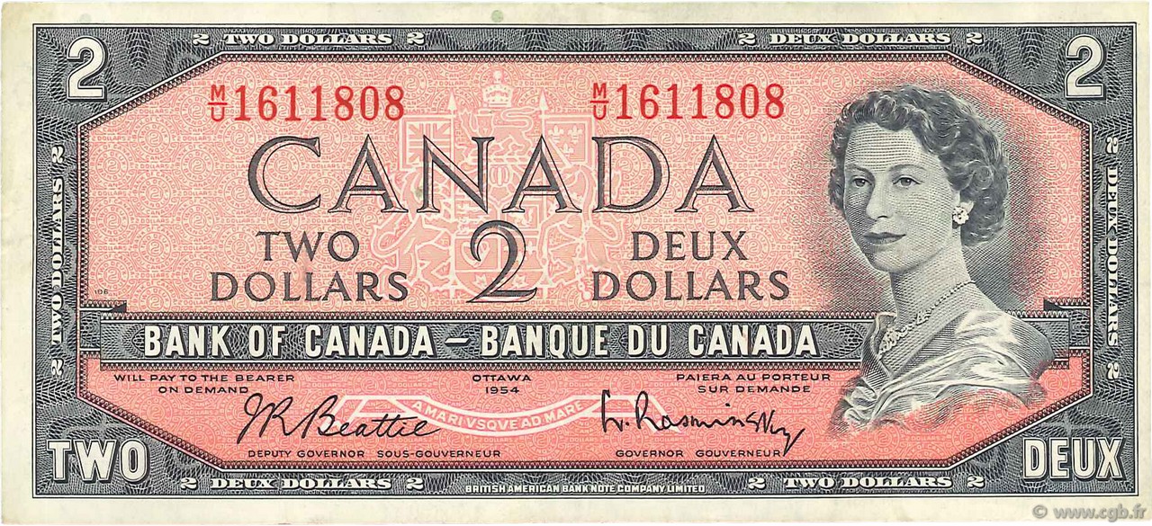2 Dollars CANADA  1954 P.076b BB