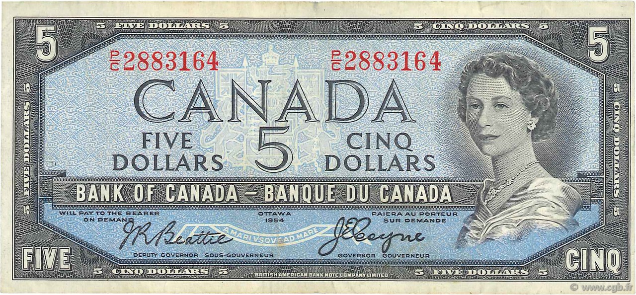 5 Dollars KANADA  1954 P.078 fSS