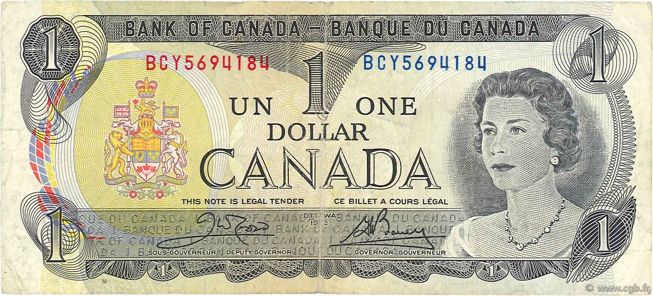 1 Dollar CANADA  1973 P.085c MB