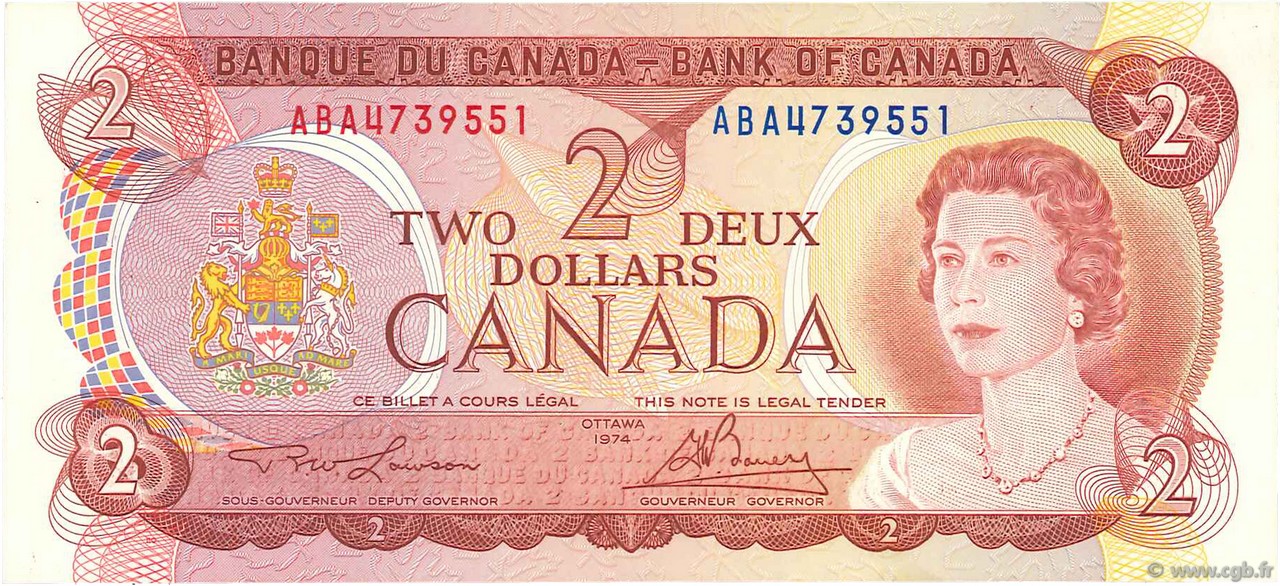2 Dollars CANADA  1974 P.086a UNC