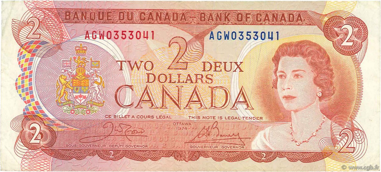 2 Dollars CANADA  1974 P.086b BB
