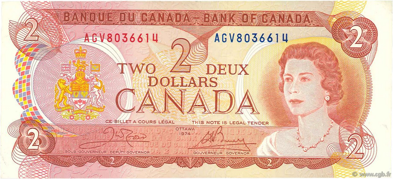 2 Dollars CANADA  1974 P.086b SPL
