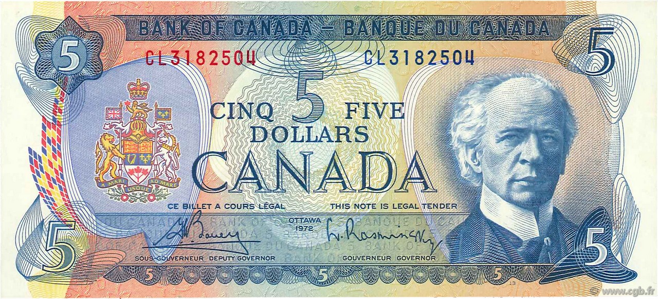 5 Dollars KANADA  1972 P.087a VZ
