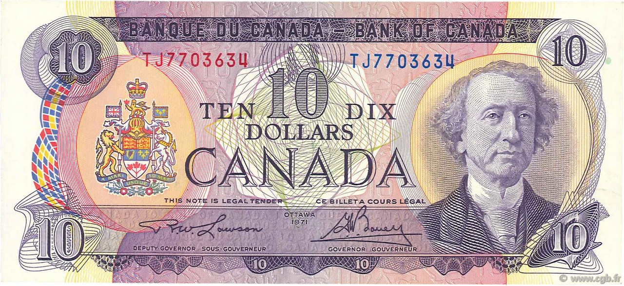 10 Dollars KANADA  1971 P.088c fST