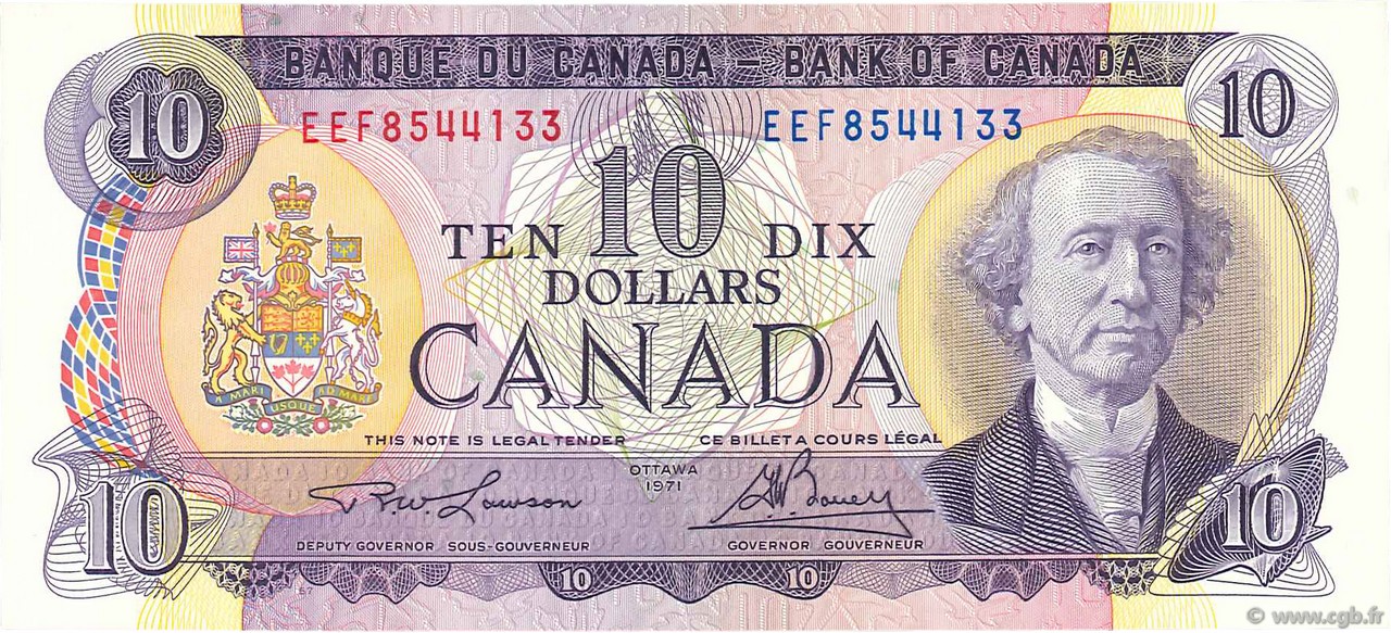 10 Dollars CANADA  1971 P.088c FDC