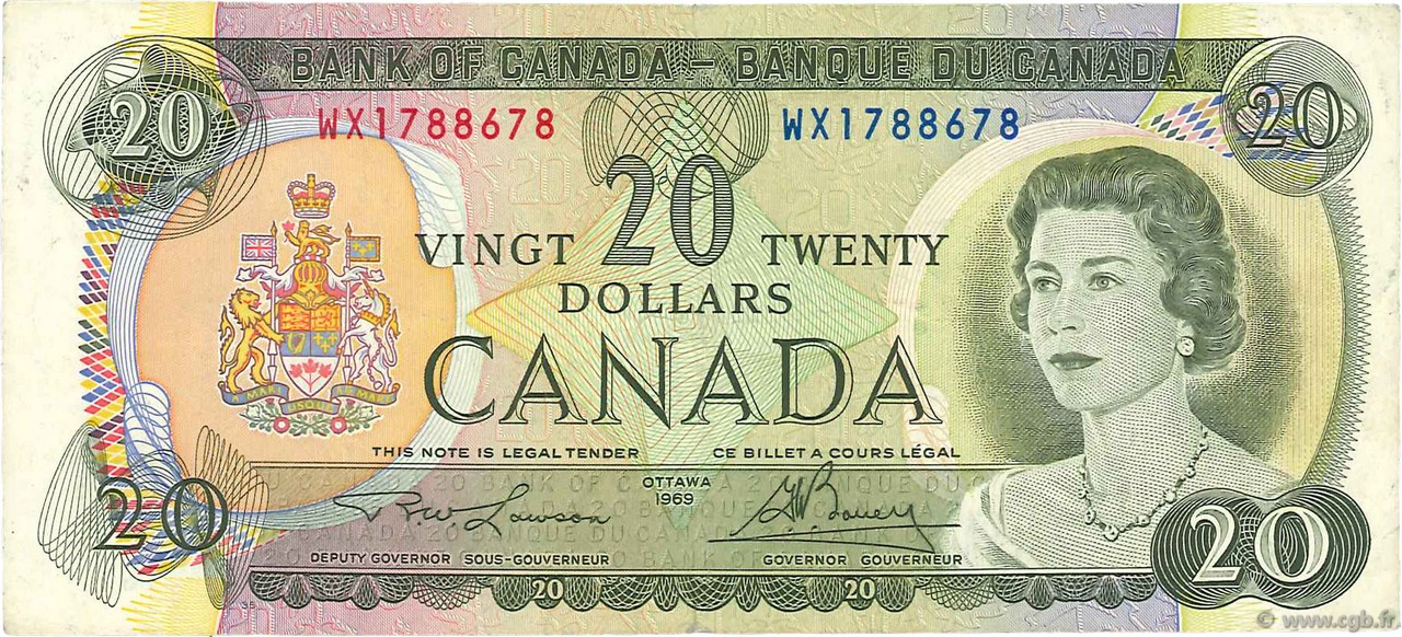 20 Dollars KANADA  1969 P.089b fVZ