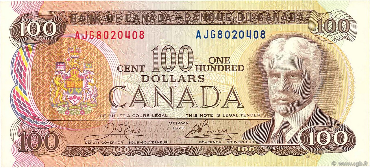 100 Dollars KANADA  1975 P.091b fST