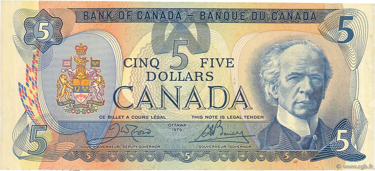 5 Dollars KANADA  1979 P.092b fVZ