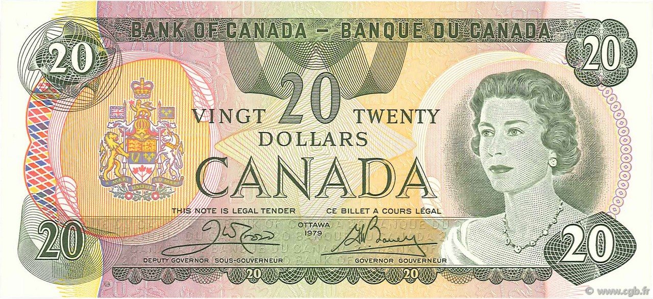20 Dollars CANADA  1979 P.093b UNC-