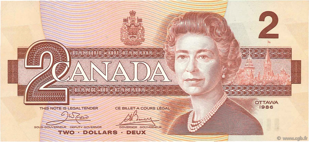 2 Dollars CANADá
  1986 P.094a FDC