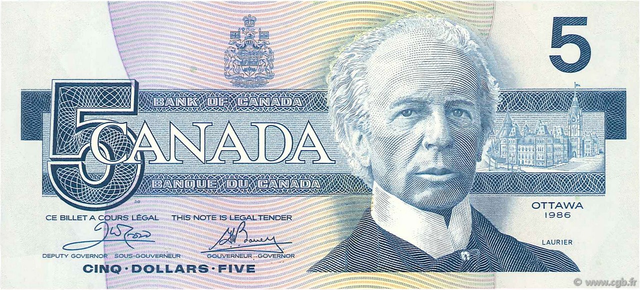 5 Dollars CANADá
  1986 P.095a1 FDC