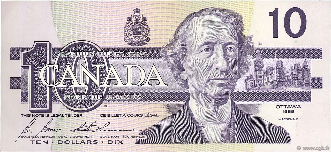10 Dollars CANADA  1989 P.096b XF