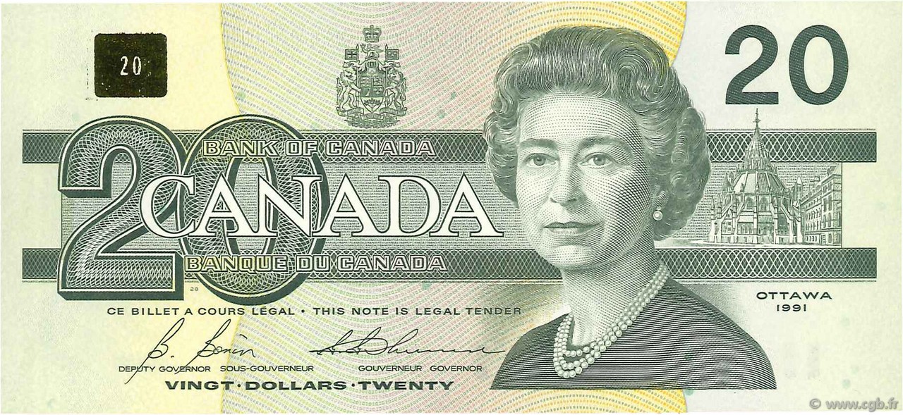 20 Dollars CANADA  1991 P.097b UNC-