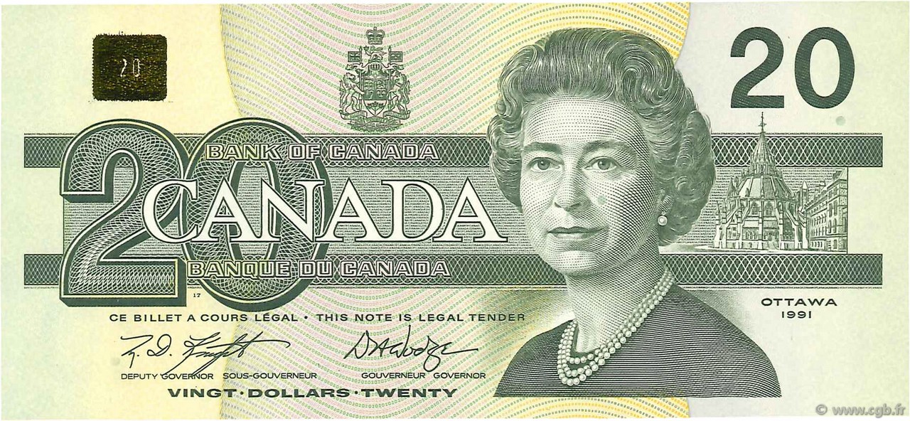 20 Dollars CANADá
  1991 P.097d FDC