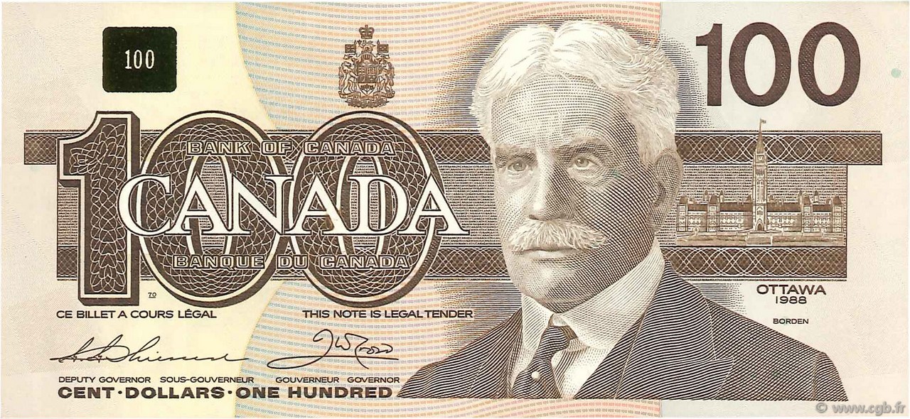 100 Dollars KANADA  1988 P.099a fST