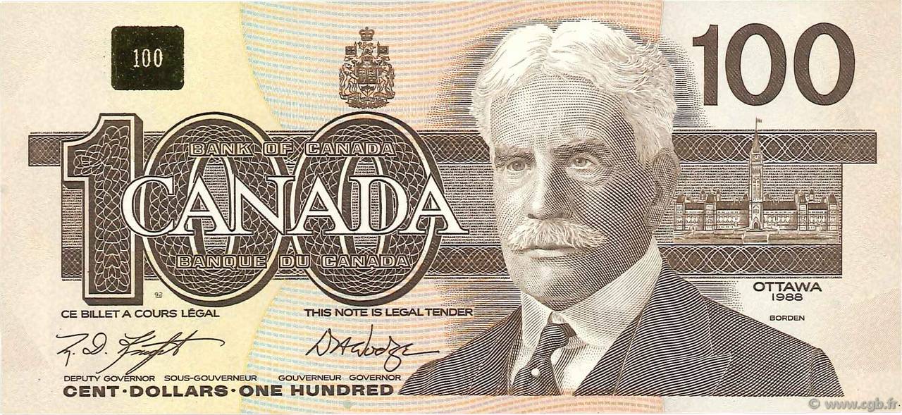 100 Dollars CANADA  1988 P.099d FDC