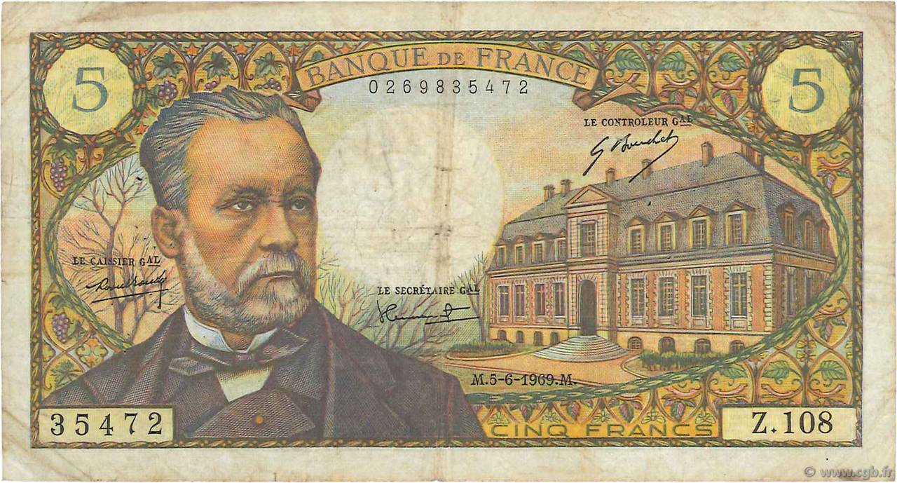 5 Francs PASTEUR FRANCE  1969 F.61.10 B
