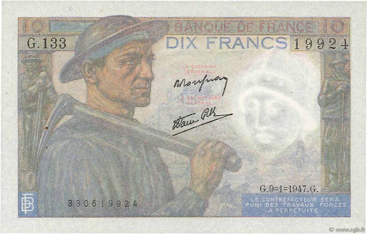 10 Francs MINEUR FRANCIA  1947 F.08.17 SC