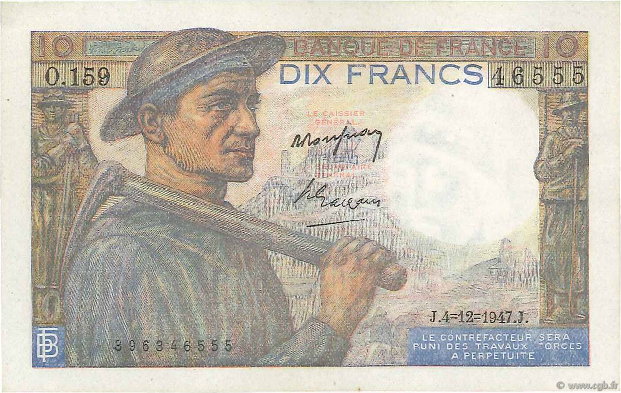 10 Francs MINEUR FRANCIA  1947 F.08.19 SC