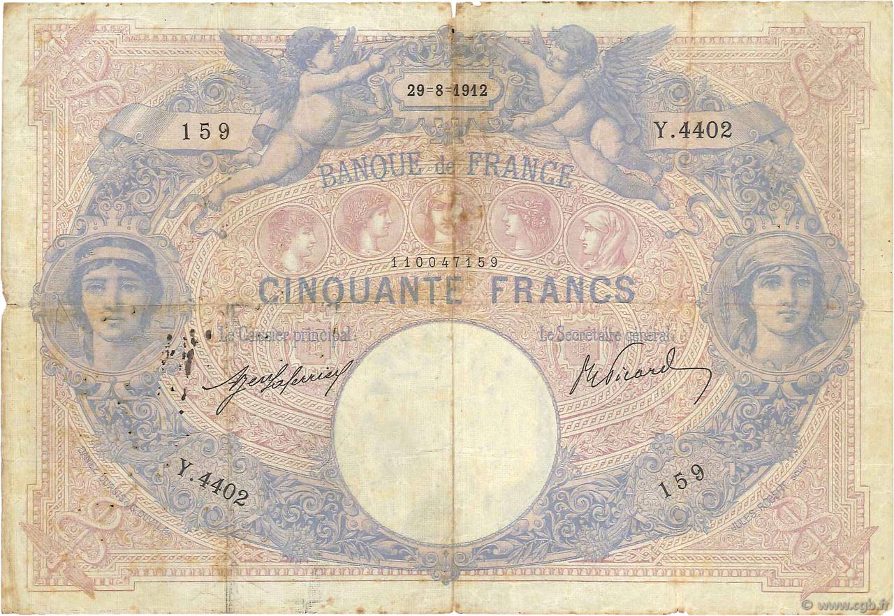 50 Francs BLEU ET ROSE FRANCIA  1912 F.14.25 RC