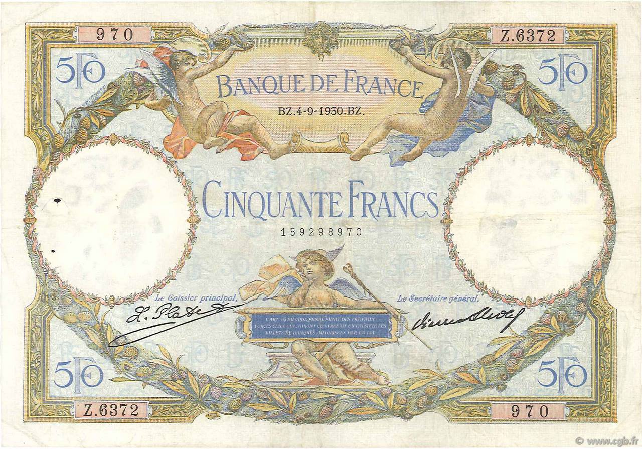 50 Francs LUC OLIVIER MERSON type modifié FRANCIA  1930 F.16.01 MB