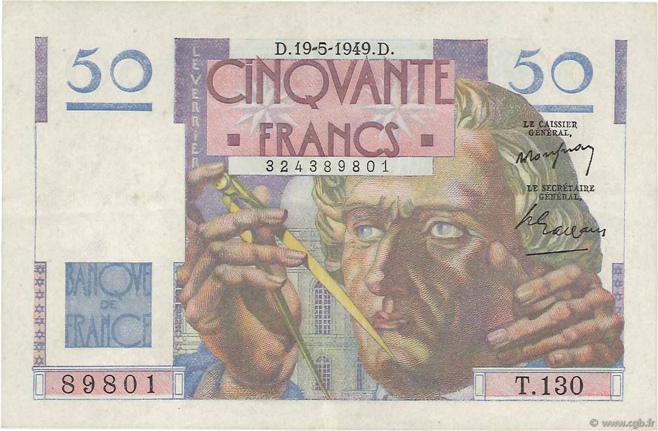 50 Francs LE VERRIER FRANKREICH  1949 F.20.12 SS