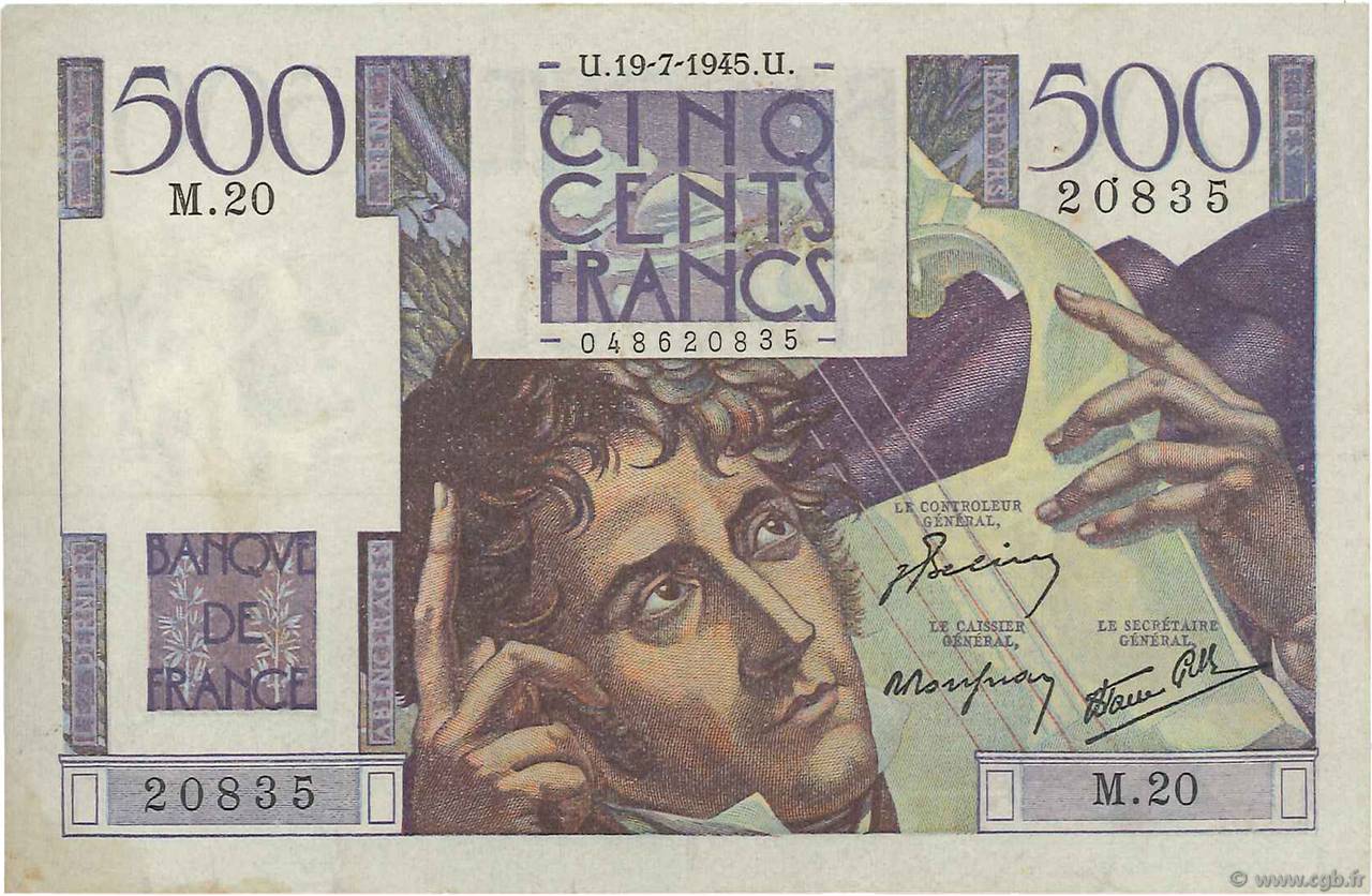 500 Francs CHATEAUBRIAND FRANCIA  1945 F.34.01 MBC