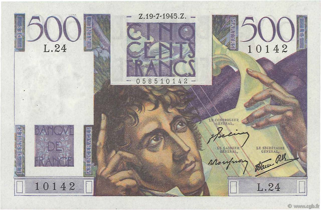 500 Francs CHATEAUBRIAND FRANKREICH  1945 F.34.01 fVZ