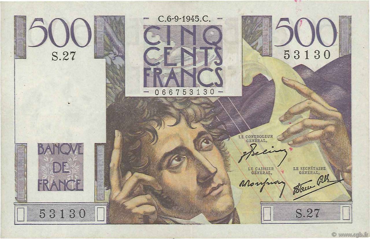 500 Francs CHATEAUBRIAND FRANKREICH  1945 F.34.02 VZ