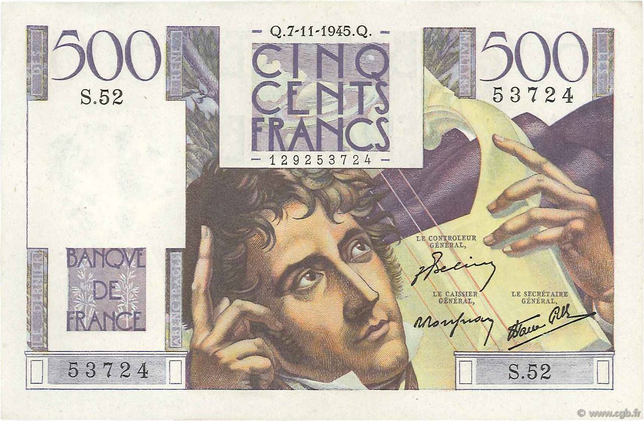 500 Francs CHATEAUBRIAND FRANCE  1945 F.34.03 XF