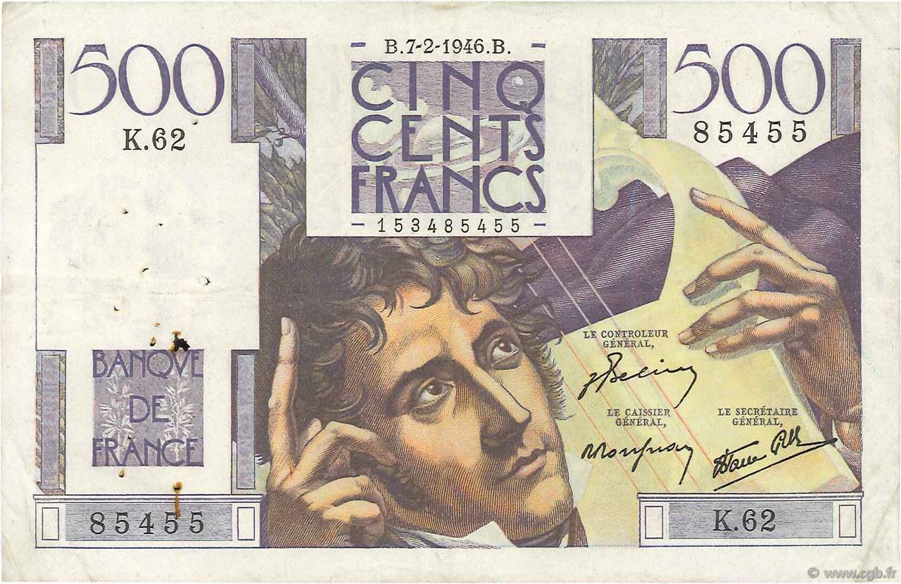 500 Francs CHATEAUBRIAND FRANCE  1946 F.34.04 VF-