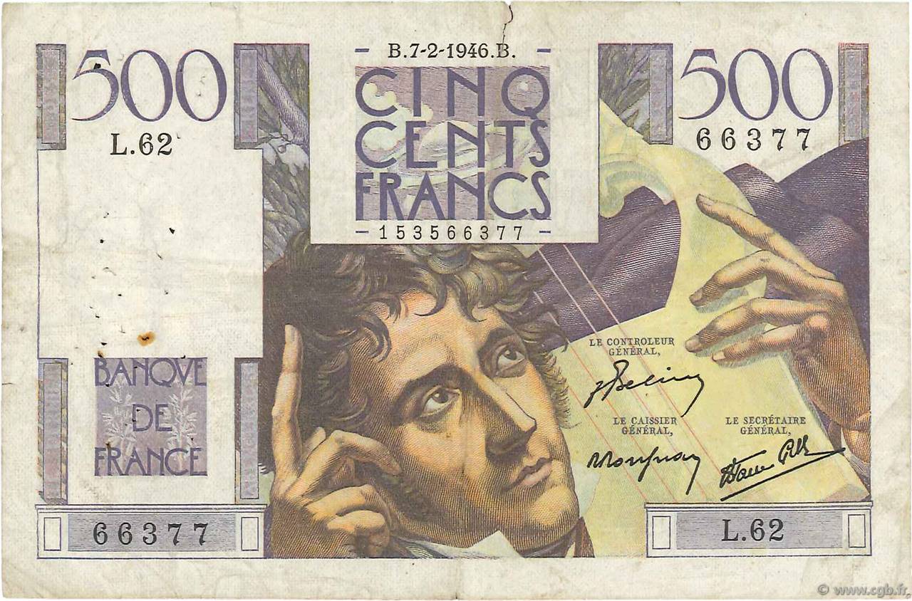 500 Francs CHATEAUBRIAND FRANCE  1946 F.34.04 VG